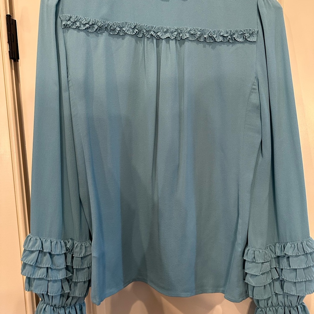 Blue Ruffled Women's Top - Picture 3 of 3